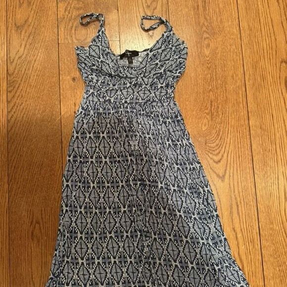 Boho Navy & White Smocked Sundress – Size Small - Picture 2 of 5
